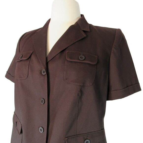 Talbots Petites Career Blazer Blouse Jacket Stretch Brown Short Sleeves 16WP NWT - Picture 3 of 8